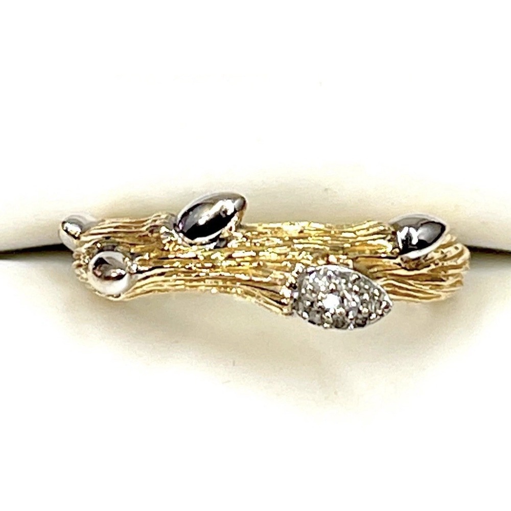Stephen Dweck Vintage Gold Vermeil 925 Fortuna Diamonds Branch Ring Size 8